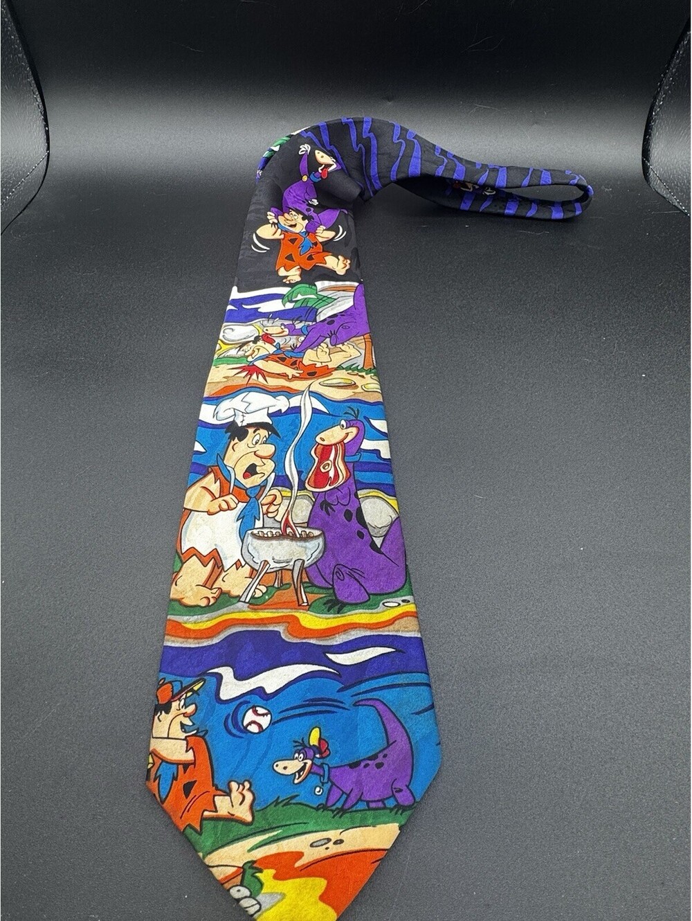 Hanna Barbera Men's Tie Flintstones Fred Dino 90's Polyester